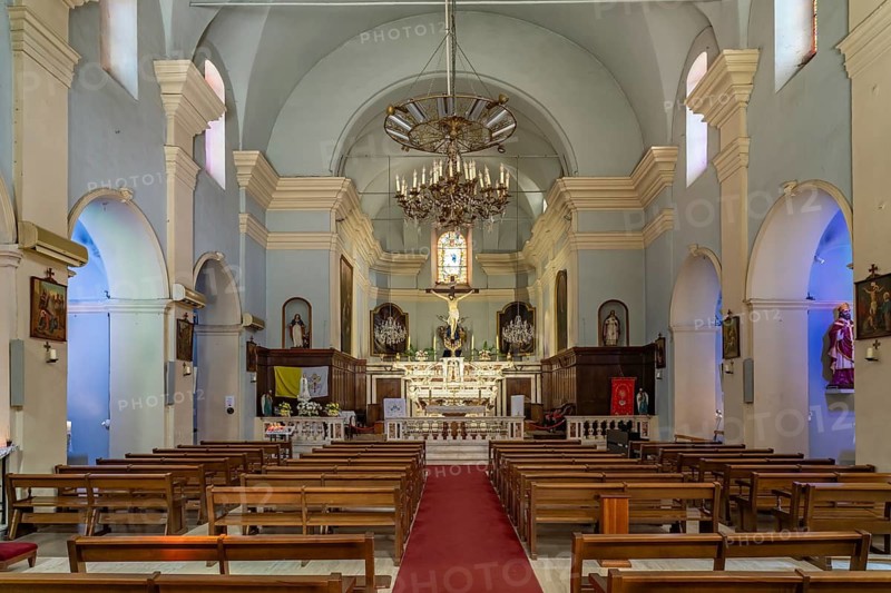 Interior of the Sainte-Marie church in Sartene, Corsica, France