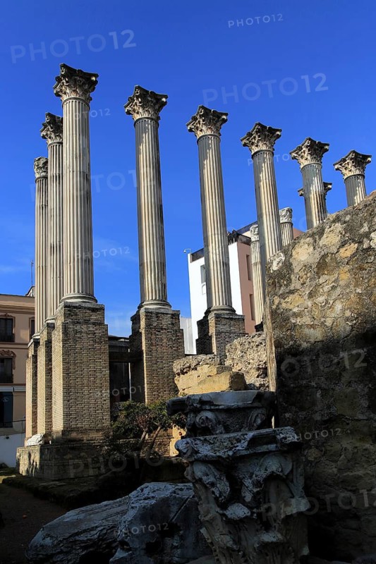 Columns of Roman temple remains, Templo Romano, Cordoba, Spain