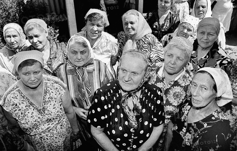 Russian-German woman have gathered for worship at a Protestant church in a village in Kazakhstan, Romanovka, Kazakhstan
