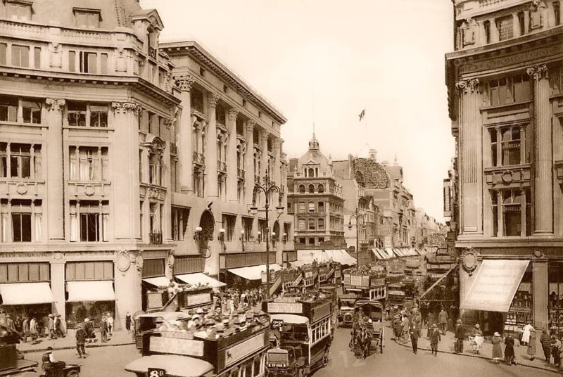 Oxford Street from Oxford Circus, London, UK, ca 1920