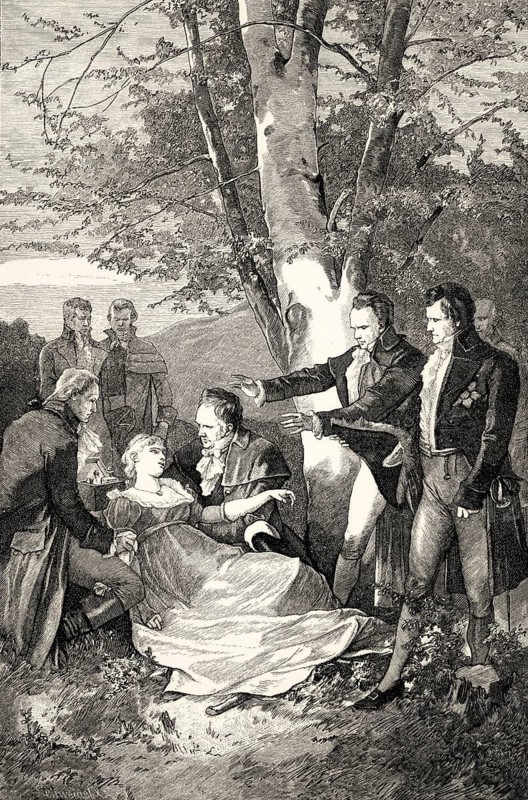 ACT I, SCENE IV., Eugenia recognizes her father, scene from THE NATURAL DAUGHTER A TRAGEDY, DIE NATÜRLICHE TOCHTER, by Johann Wolfgang von Goethe