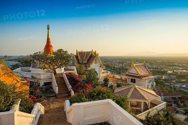 Wat Khao Chong Krachok, sunset, Prachuap Khiri Khan, Prachuap Khiri Khan Province, Central Thailand, Thailand