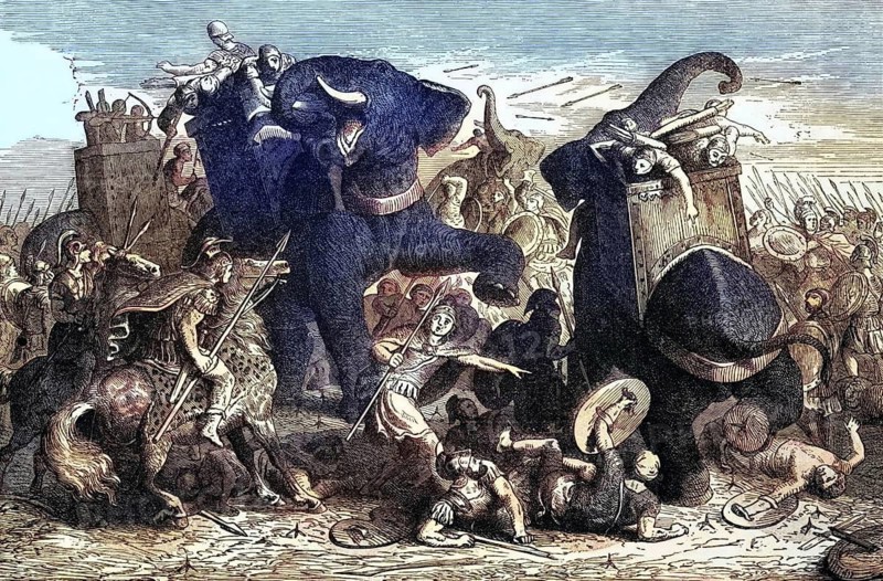 The Battle of Gaza in 332 BC by Alexander the Great, which gave the emperor control over Egypt, digital reproduction of a historical model