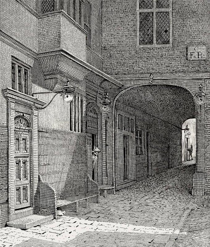 Entrance from the New Palace Yard to the Speaker‘s Court yard, Westminster, London, England, 1805