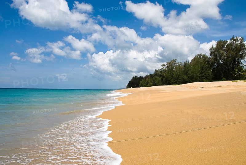 Mai Khao Beach in the north of the Thai holiday island Phuket, Thailand, Siam, Asia, Southeast Asia, beach, sandy beach, island, holiday paradise, blue sky