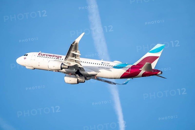 Eurowings Airbus A320-214 taking off from Cologne-Bonn Airport, CGN, North Rhine-Westphalia, Germany