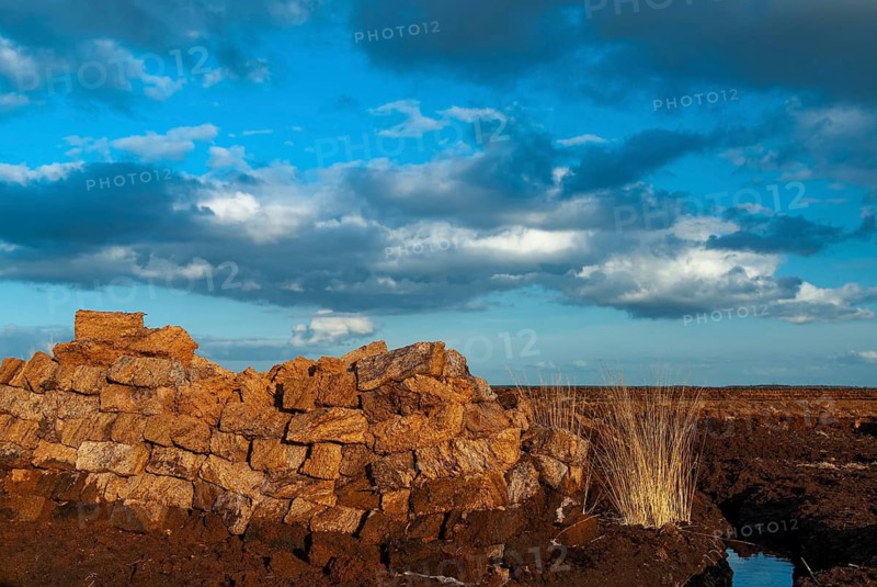 Peat mining in Goldenstedter Moor, Goldenstedt, Lower Saxony, Germany