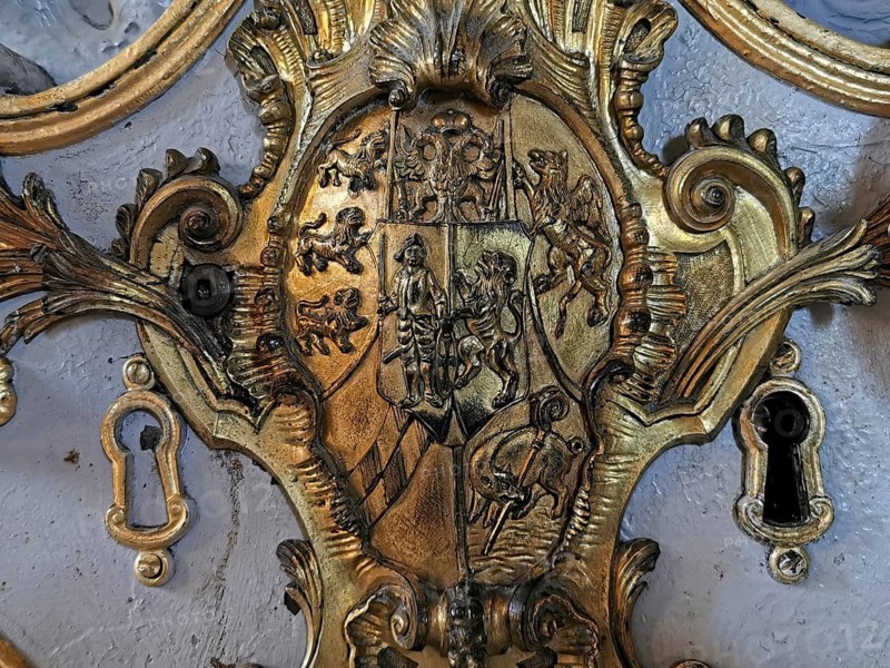 Wrought-iron rococo grille, detail, former abbey church, monastery church of the former Cistercian abbey of Ebrach, Bamberg district, Upper Franconia, Bavaria, Germany