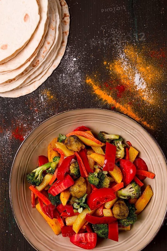Sabji, vegetable stew, Indian, homemade, no people