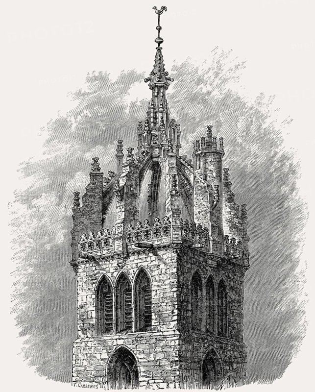 The Tower of St Giles' Cathedral, High Kirk of Edinburgh, Scotland, 19th century