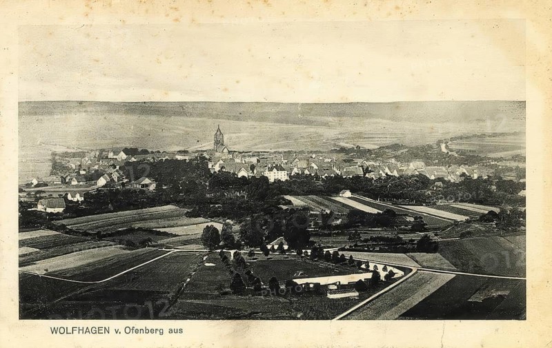 Historical postcard, picture postcard, Wolfhagen seen from the Ofenberg, Hesse, Germany, digitally enhanced reproduction of an original from around 1900, picture postcard