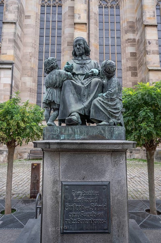 Monument to Johann Nepomuk Christoph Friedrich Schmid, born 1768, died 1854, priest and writer, Dinkelsbühl, Bavaria, Germany