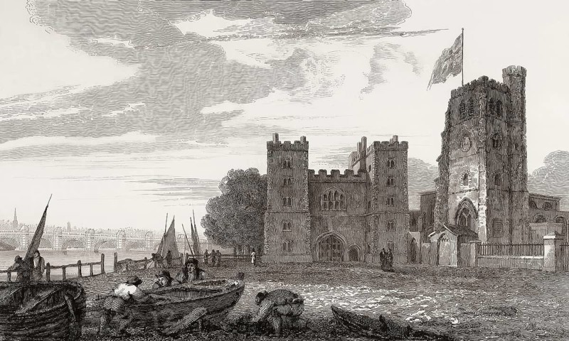 Old London, Lambeth Palace, 1810, after William Bernard Cooke