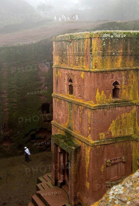 Monolithic rock-hewn church of Saint George, dedicated to the Holy Patron Saint of Ethiopia, UNESCO World Heritage Site Lalibela, Ethiopia
