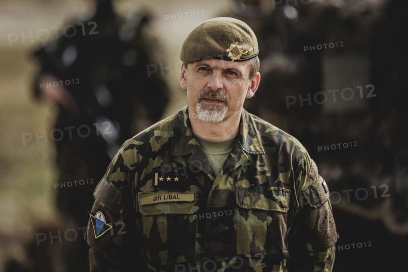 Colonel Jiri Libal, Commander 4th Rapid Deployment Brigade, photographed as part of a Bundeswehr exercise with forces from Norway and the Czech Republic during the 'Wettiner Schwert' exercise as part of Quadriga 2024 in the training town of Schnöggersburg, 8 April 2024