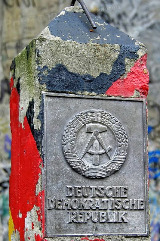 Relic, old boundary stone of the GDR, German Democratic Republic, Federal Republic of Germany
