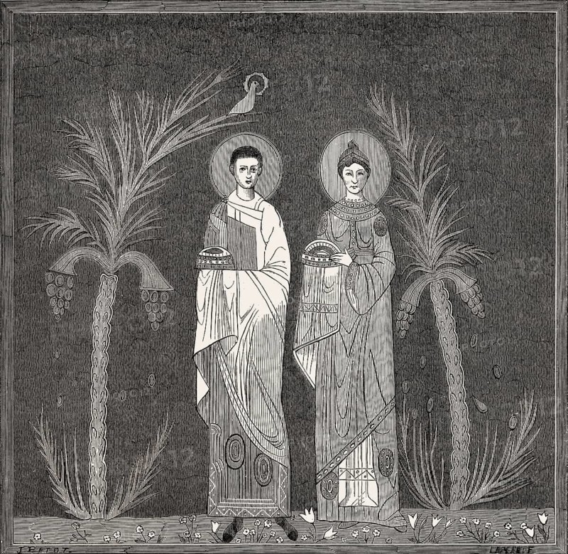Saint Cecilia and Saint Valerian, Santa Cecilia in Trastevere, Rome, Italy, 19th Century