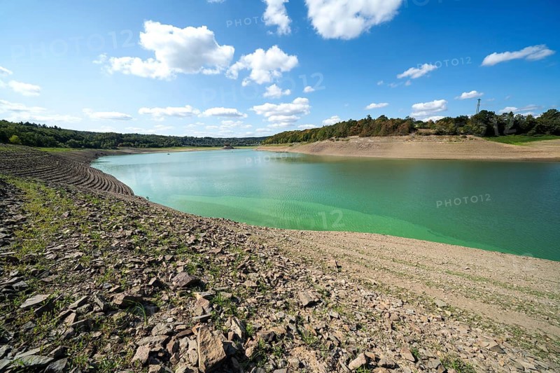Lake Edersee at low tide, Hesse, Germany