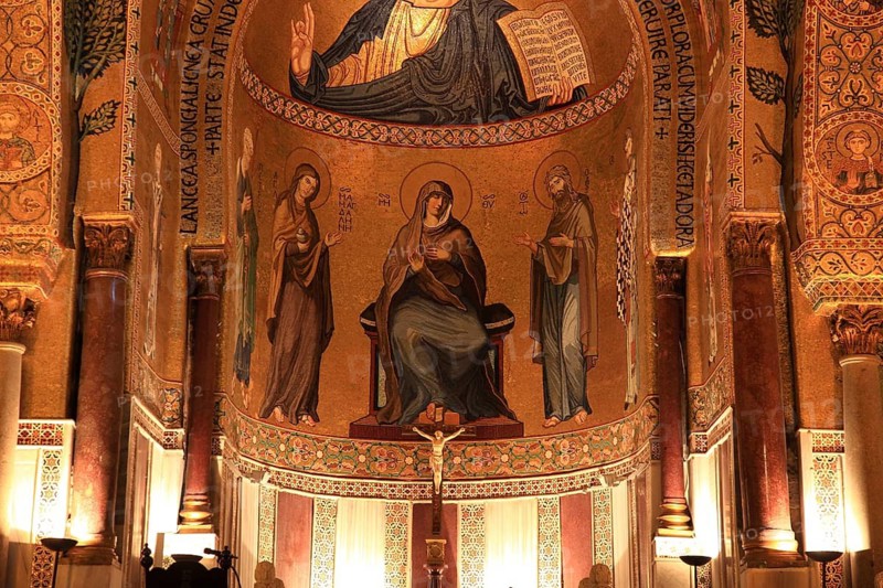 City of Palermo, Palazzo Reale, Royal Palace, also called Palazzo dei Normanni or Norman Palace, in the sanctuary of the Cappella Palatina, UNESCO World Heritage Site, Sicily, Italy