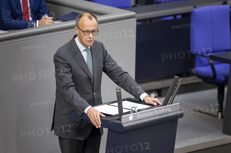 Friedrich Merz, CDU party chairman, recorded during a speech in the plenary session of the German Bundestag in Berlin, 26 June 2024