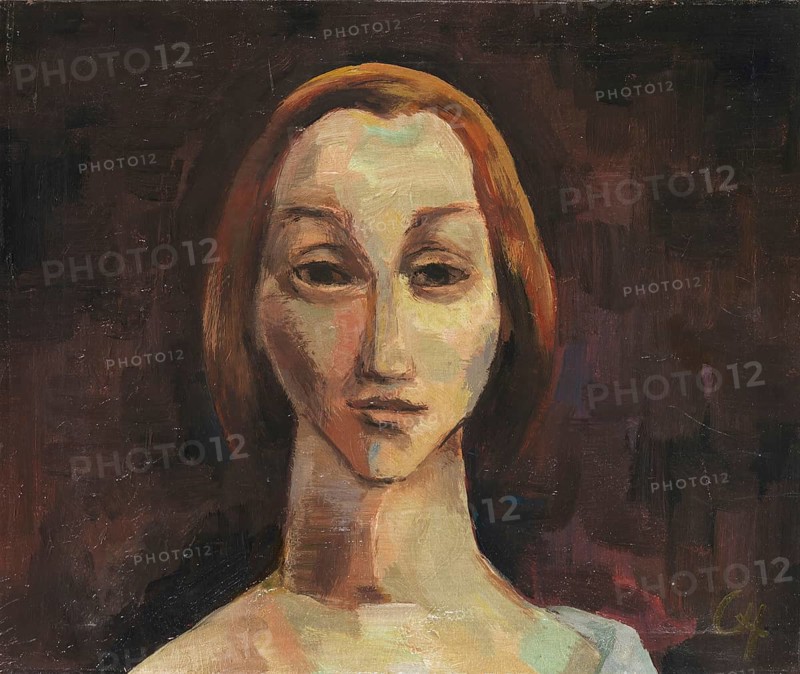 Karl Christian Ludwig Hofer, also Carl Hofer (born 11 October 1878, died 3 April 1955), German painter of Expressionism and Expressive Realism. Here his work Frauenkopf, Woman's Head (1923), Painting, Reproduction of the painting, Original condition, Work of art, Historical, Abstract portrait of a woman in dark tones, melancholic aura