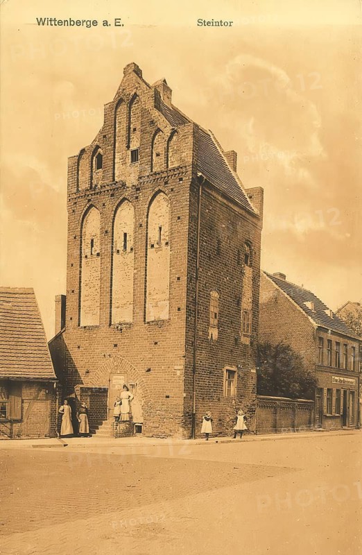 Historical postcard, picture postcard, Steintor in Wittenberg, Saxony-Anhalt, Germany, digitally enhanced reproduction of an original from around 1900, picture postcard