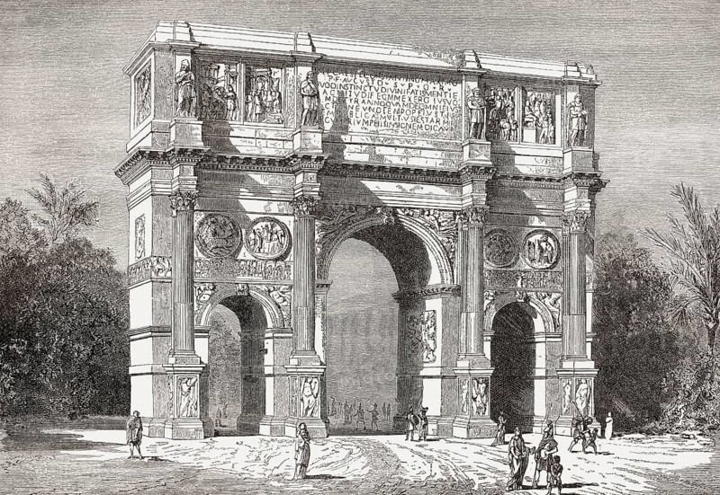 The Arch of Constantine, Via triumphalis, Rome, Italy, 19th Century