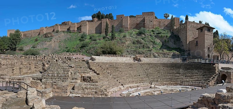 View of the Alcazaba and Roman amphitheatre, Malaga, Spain