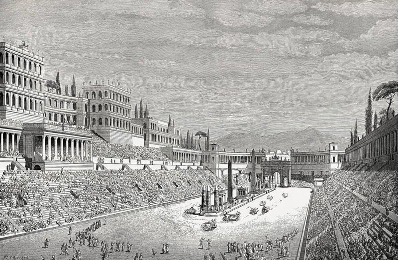 Reconstruction of the Mausoleum Circus Maximus in ancient Rome