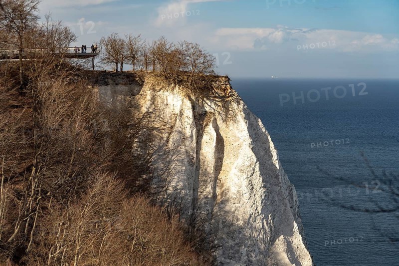 The Königsstuhl chalk cliff with Skywalk viewing platform on the Baltic Sea coast in Jasmund National Park, Ruegen Island, Mecklenburg-Western Pomerania, Germany