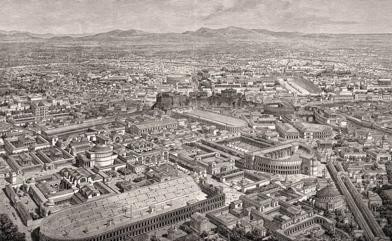 Reconstruction of the cityscape of Rome, 3rd century