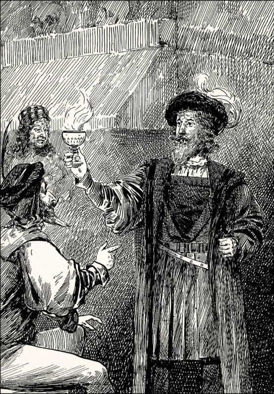 Mephistopheles and Faust, a Witch's Kitchen, first part of the tragic play Faust by Johann Wolfgang von Goethe