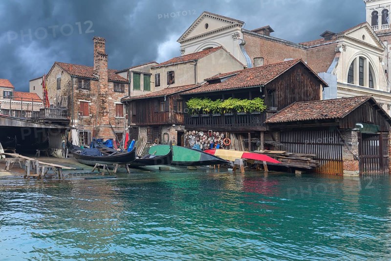 Boatyard for Venetian gondolas in the Dorsoduro district, Venice, Venice, Italy