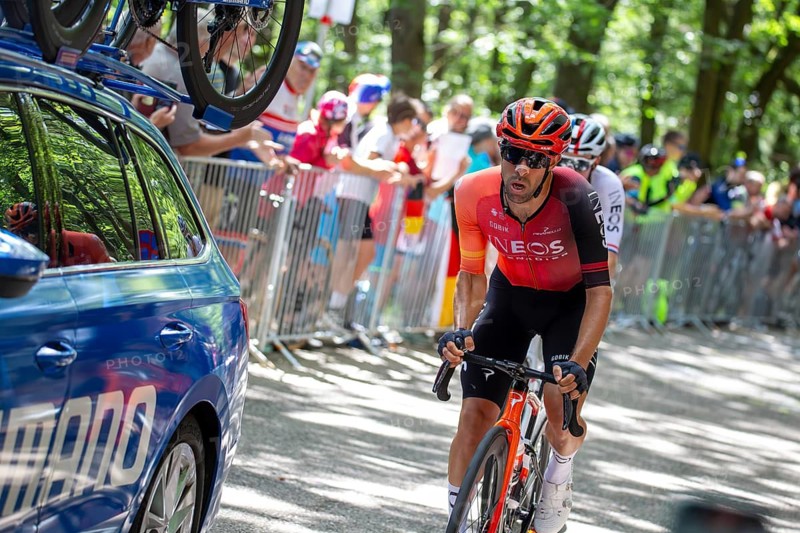 Lidl Deutschland Tour 2024 (cycling), 4th stage and last stage From Annweiler am Trifels to Saarbrücken (182, 7 KM) . Image: Arrival at the Kalmit, the highest mountain in the Palatinate Forest