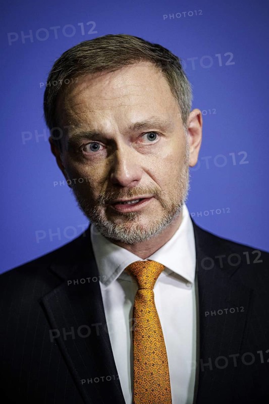 Christian Lindner, Federal Minister of Finance, photographed during a press statement after a citizens' dialogue of the Federal Ministry of Finance NOW In Dialogue in Lübeck, 06.02.2024. Photographed on behalf of the Federal Ministry of Finance