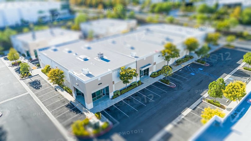 Aerial View of Commercial Buildings With Tilt-Shift Blur