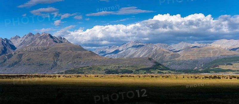 Mountain landscape near Lake Pukaki, Canterbury, South Island, New Zealand