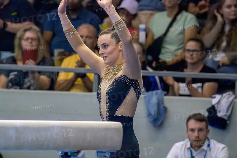 Olympic qualification in apparatus gymnastics in Rüsselsheim Picture: Pauline shepherd-Betz after her routine on the balance beam