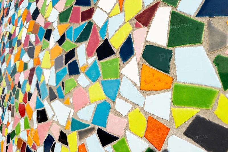 Detail of the Kuhna Wall on the banks of the Rhine, art, tiles, pattern, Old Town, Düsseldorf, North Rhine-Westphalia, Germany