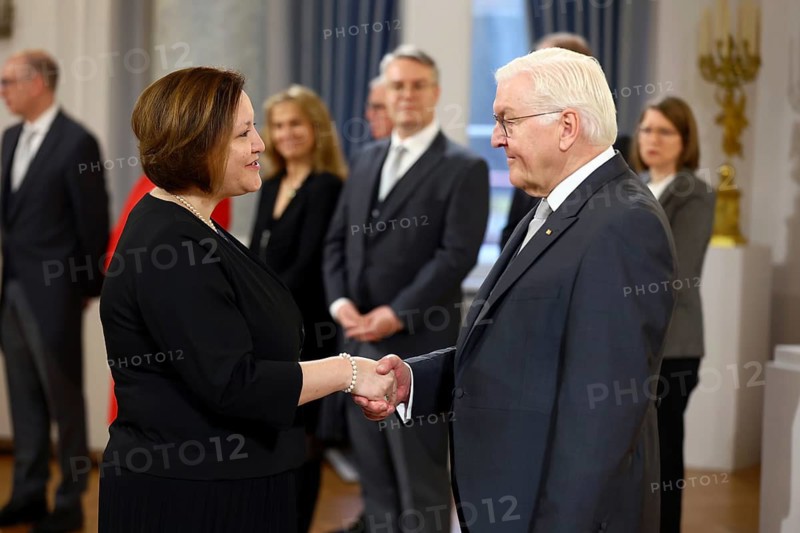 Ana Polak Petric Slovenia is received by Frank-Walter Steinmeier (President of the Federal Republic of Germany) in front of the Federal President's New Year's Reception at Bellevue Palace, Berlin 14 January 2025