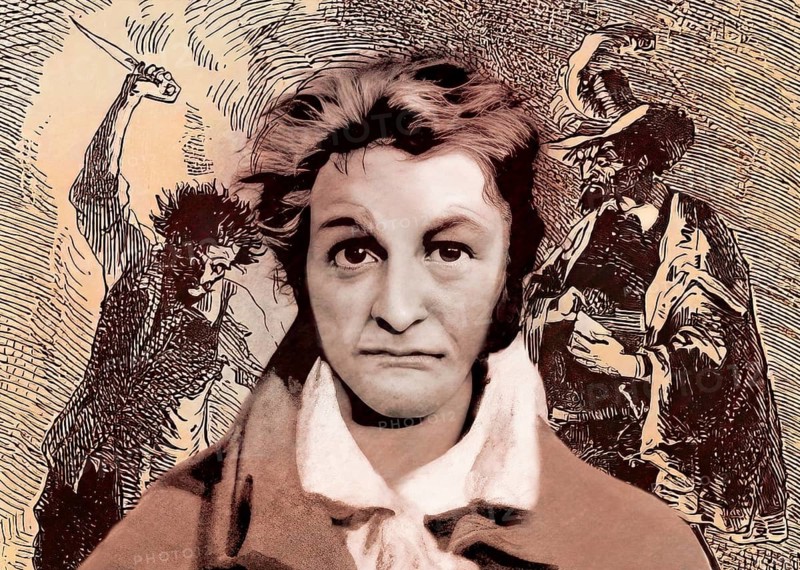Ernst Theodor Amadeus Hoffmann, or E. T. A. Hoffmann, 1776 - 1822, German Romantic author of fantasy and horror, figures from Master Flea, digitally edited