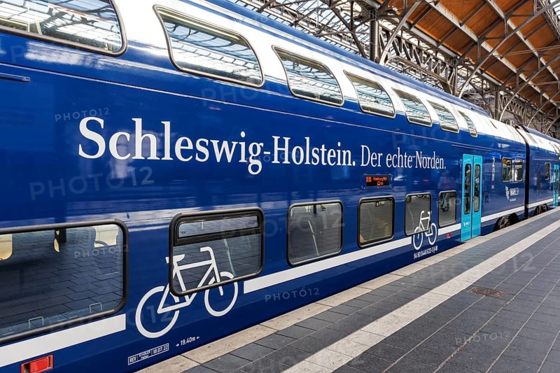 Stadler KISS regional train of Deutsche Bahn DB Regio at the main station in Lübeck, Germany
