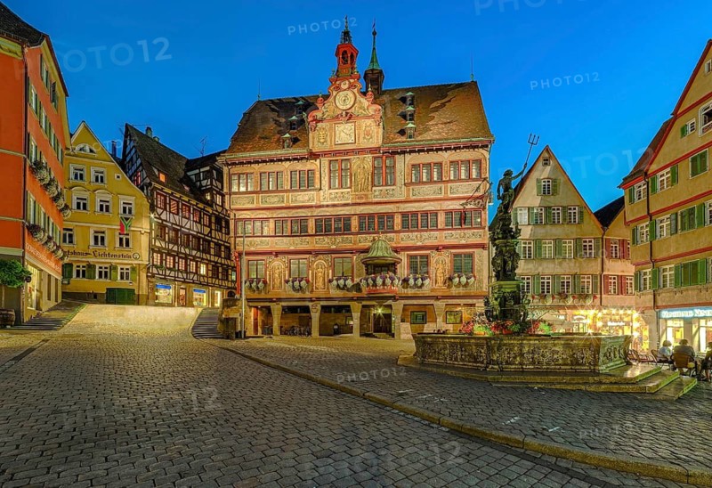Tübingen Market Place Town Hall Illuminated Germany
