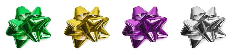 Gift bow set of four with shadow isolated ready for your present isolated on a white background