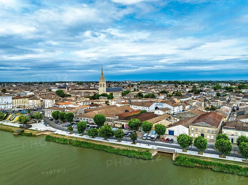 Libourne from a drone, Gironde, Nouvelle-Aquitaine, Saint-Emilion and Pomerol, Southwestern France