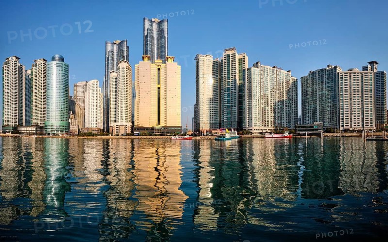 BUSAN, SOUTH KOREA, APRIL 13, 2017: Marine city expensive and prestigious residential area skyscrapers in Busan, South Korea