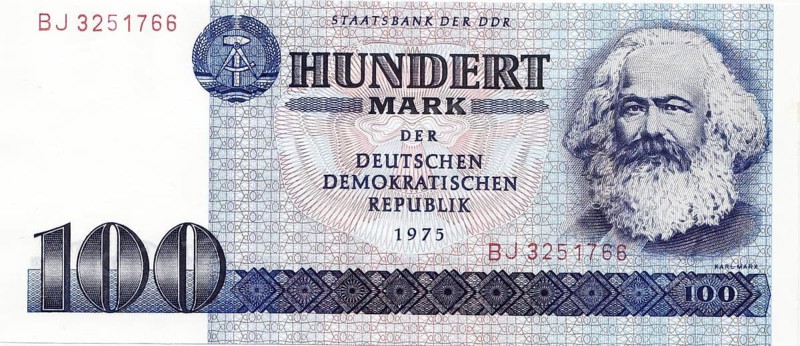 Banknote, banknote, 100 Mark, 1975, GDR, reproduction of a historical banknote