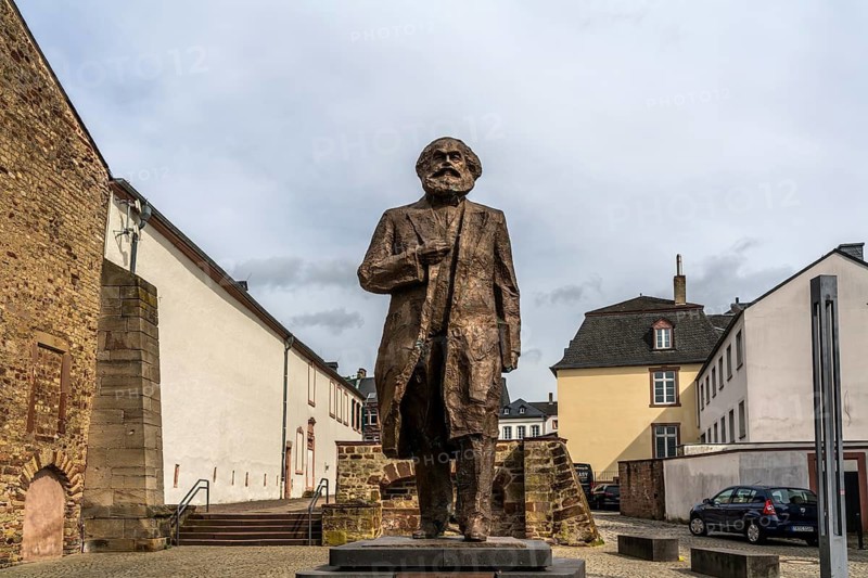 The Karl Marx statue on Simeonstiftplatz in Trier, Rhineland-Palatinate, Germany