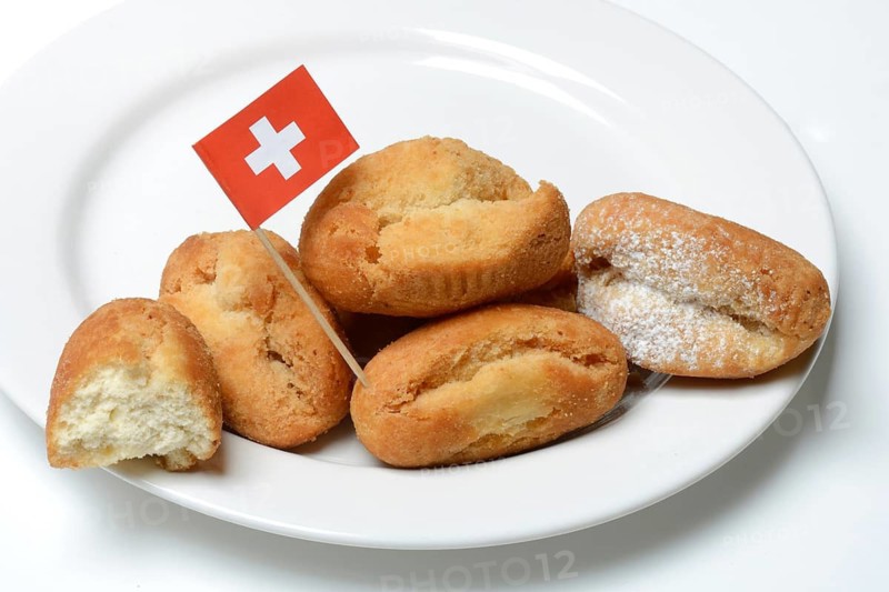Schenkeli on a plate, sweet pastry for carnival time, Switzerland