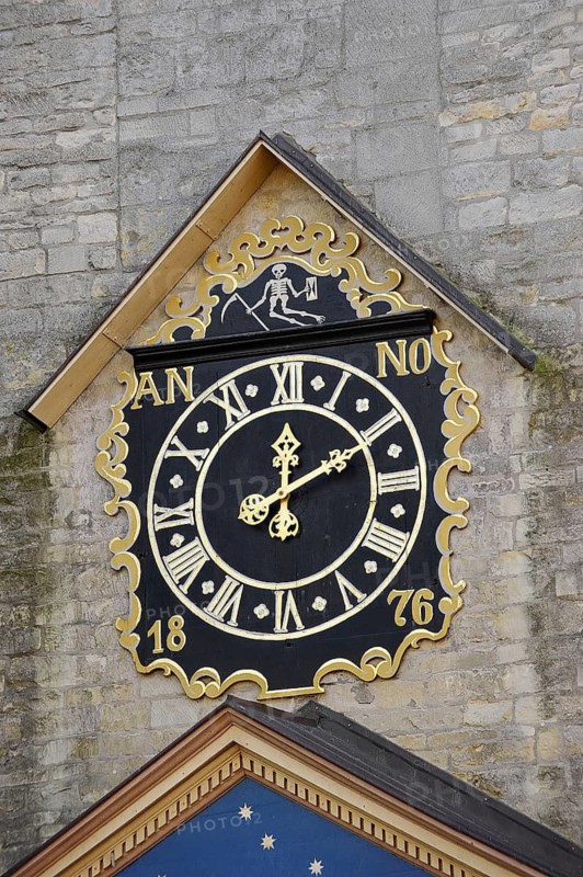 Clock at St. Johanniskirche, Billerbeck, Münsterland, North Rhine-Westphalia, Germany